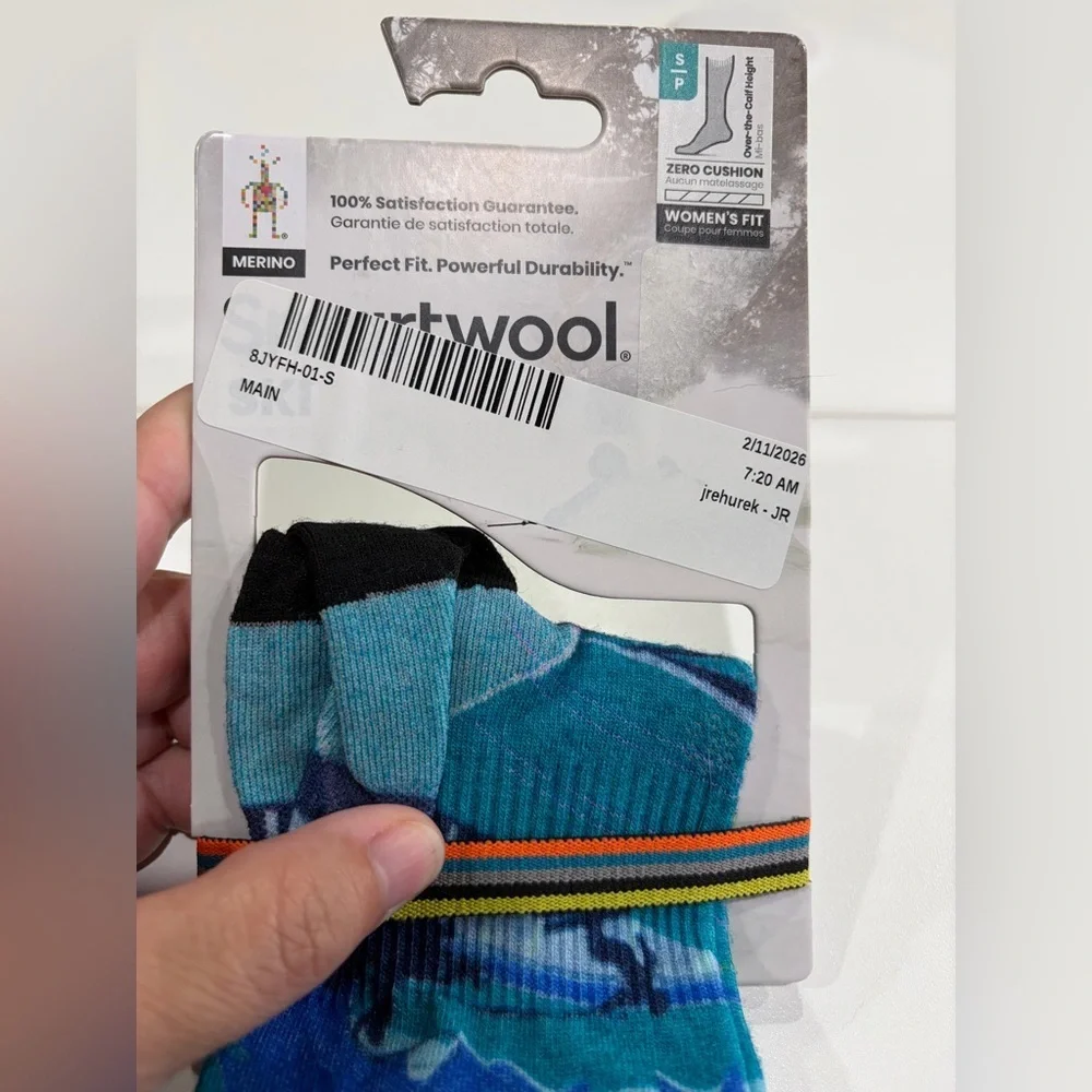 SmartWool Women's Small Ski Zero Cushion Town Print Socks Merino Wool NWT Blue